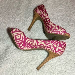 Pink and white heels